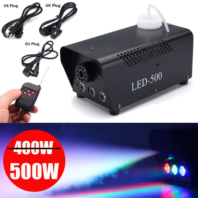 500W Fog/Smoke Machine w/ Remote RGB LED DJ Thrower DJ Party family ball leisure parties Light Smoke Thrower-4