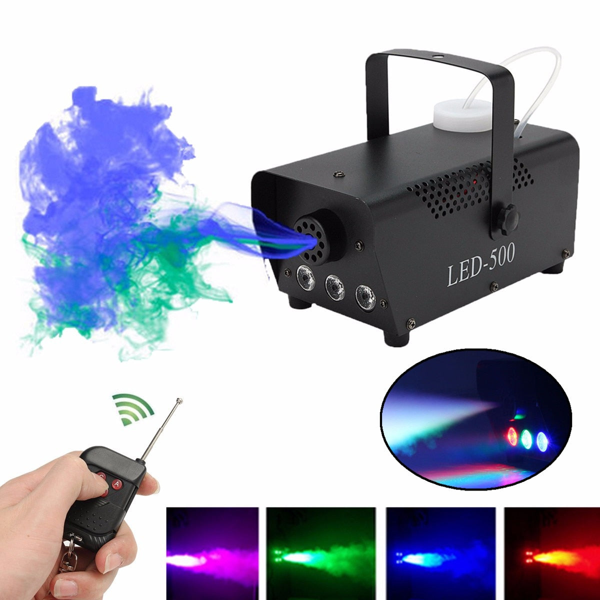 500W Fog/Smoke Machine w/ Remote RGB LED DJ Thrower DJ Party family ball leisure parties Light Smoke Thrower-0